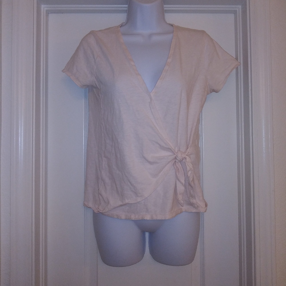 J. Crew Light Pink V Neck Wrap Top